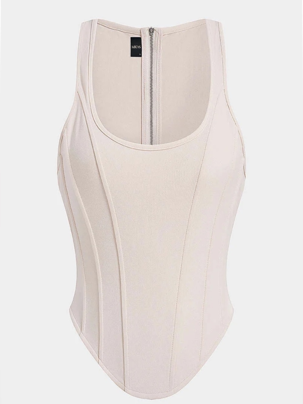 Zipper Tie-Up Corset Waist Tank Top